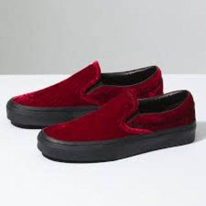Vans Red Velvet Slip On's.